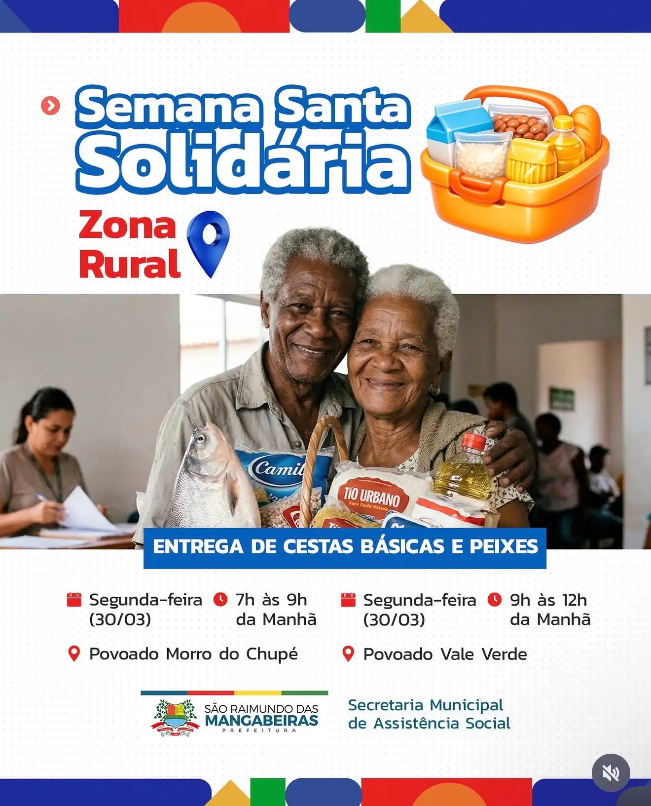 Foto 2 – Prefeitura de São Raimundo das Mangabeiras realiza ação “Semana Santa Solidária” com entrega de cestas básicas e peixes