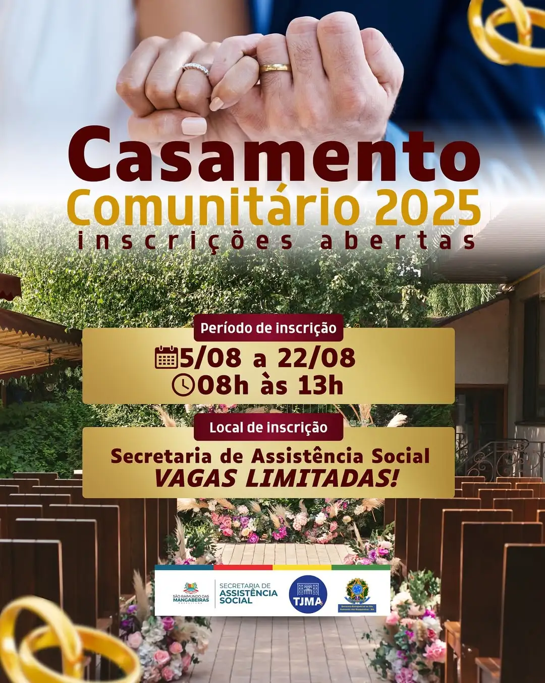 Prefeitura abre inscrições para o Casamento Comunitário 2025