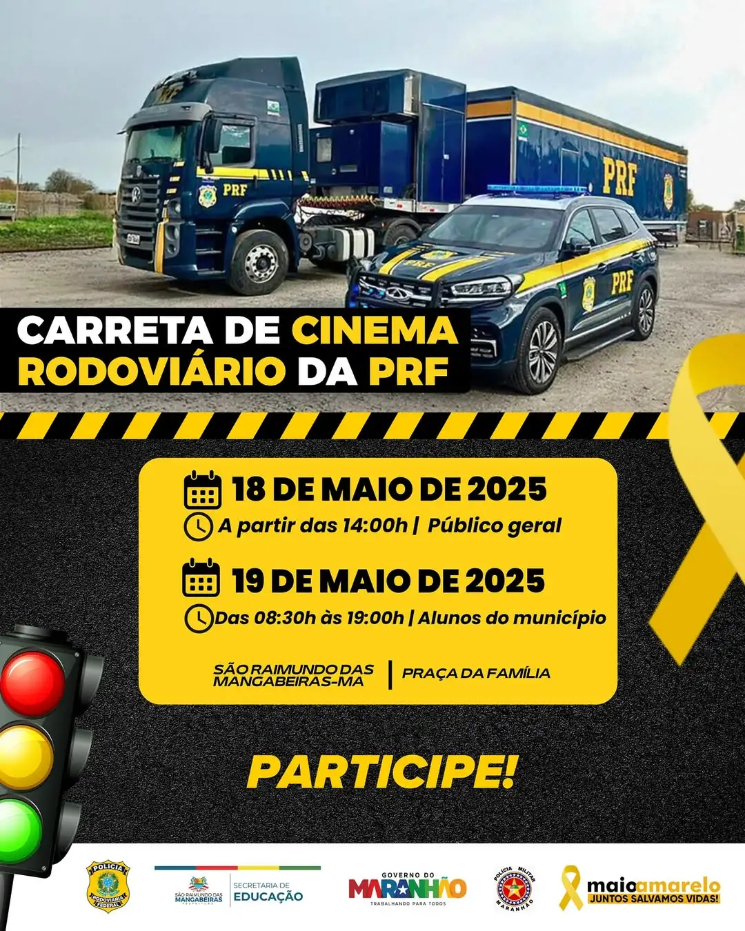 Carreta de Cinema da PRF encerra ações educativas em Mangabeiras