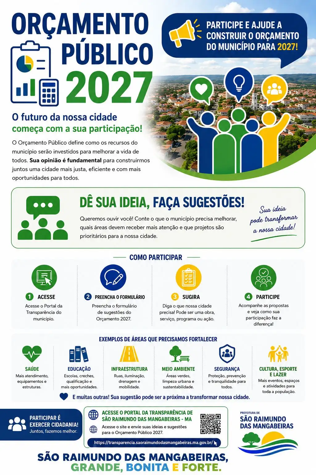 PARTICIPE E AJUDE A CONSTRUIR O ORÇAMENTO DO MUNICIPIO PARA 2027